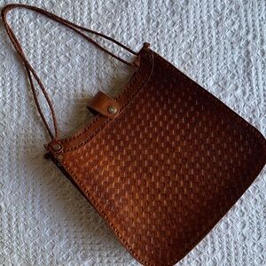 Hand Crafted Brown Leather Embossed Shoulder Bag